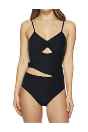Hilor Women's Tankini Set Keyhole Swimwear Two Piece Swimsuits Front Tie Bathing Suit - My look - $35.00 