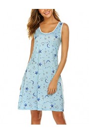 Hotouch Sleepwear Women's Sleeveless Nightgowns Sleep Shirts Printed Scoopneck Sleep Dress S-XXL - Myファッションスナップ - $4.99  ~ ¥562