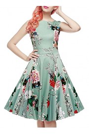 IHOT Vintage Tea Dress 1950's Floral Spring Garden Retro Swing Prom Party Cocktail Dress for Women - Mi look - $7.99  ~ 6.86€