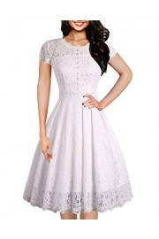 IHOT Women's Vintage Floral Lace Cap Sleeve Retro Swing Elegant Bridesmaid Dress - Moj look - $26.99  ~ 23.18€