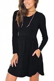 IWOLLENCE Women's Sleeveless/Long Sleeve Loose Plain Dresses Casual Short Dress with Pockets - My look - $17.99 