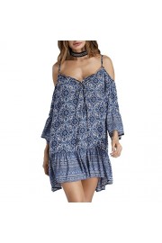 Idingding Women's Fashion Off Shoulder V-Neck Long Sleeve Printed Camisole Dress - Mój wygląd - $28.99  ~ 24.90€