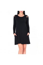 Idingding Women's Sexy Cut Out Cross Cold Shoulder Long Sleeve Casual Blouse Tunic T-Shirt Dress - My look - $28.99 