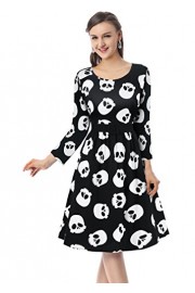 Killreal Women's Classic Halloween Punk Rock Skull Print Rockabilly Party Dress - Mi look - $16.99  ~ 14.59€