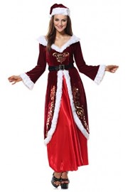 Killreal Women's Velvet Mrs Santa Claus Christmas Costume Dress Cosplay Outfit - Mi look - $52.99  ~ 45.51€