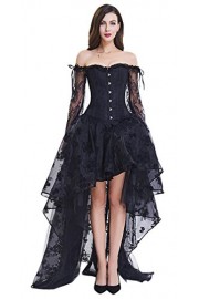 Killreal Women's Vintage Steampunk Off Shoulder Overbust Lace Corset with Skirt Set - My look - $39.99 