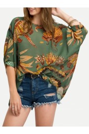 Kimono Sleeve Chiffon Shirt - Moj look - $10.00  ~ 8.59€