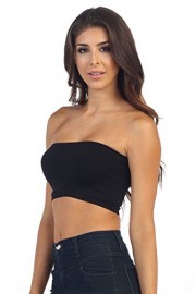 Kurve Seamless Bandeau Tube top - UV Protective Fabric, Rated UPF 50+ (Non-Padded) -Made in USA- (Xs-Med, Black) - My look - $8.99 