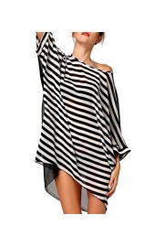 LA PLAGE Women's Chiffon Loose Stripe Swimsuit Cover Ups - Moj look - $17.99  ~ 15.45€