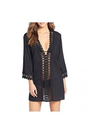 LA PLAGE Women’s Lace Knitted Swimsuit Cover Ups Black - My时装实拍 - $14.99  ~ ¥100.44