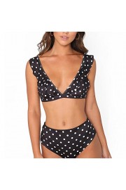 LA PLAGE Women's Two-piece Dot Sexy Halter Swimwear With Padded Bra;Falbala - My look - $15.99 