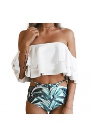 LA PLAGE Women's Two-piece Sexy Ruffles Swimwear High Waist Flounce Bathing Suits - Myファッションスナップ - $16.99  ~ ¥1,912