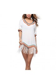 LA PLAGE Women's V neck Edging Tassel Swimsuit Cover Ups - Moj look - $15.99  ~ 13.73€