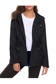 Lephsnt Rain Jacket Women Waterproof with Hood Lightweight Raincoat Outdoor Windbreaker Black - My look - $41.99 