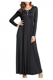 Levaca Women's Long Sleeve Pockets Pleated Loose Swing Casual Maxi Dress - Mi look - $17.99  ~ 15.45€