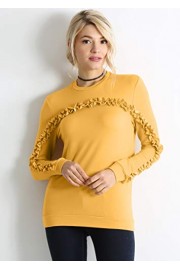 Lightweight Long Sleeve Pullover Sweater Top for Women Ruffle Shirt Plus Size and Reg. - Made in USA - Myファッションスナップ - $4.95  ~ ¥557