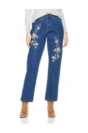 Lily Parker Women's High Waist Rose Embroidered Relaxed fit Straight-Leg Jeans - Moj look - $36.99  ~ 31.77€