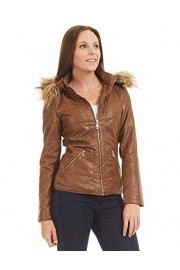 Lock and Love LL Womens Hodded Fur-Line Faux Leather Jacket - My look - $85.64 