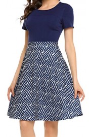 LuckyMore Women's Vintage Patchwork Short Sleeve Swing Cocktail Party Dress - Moj look - $8.99  ~ 7.72€