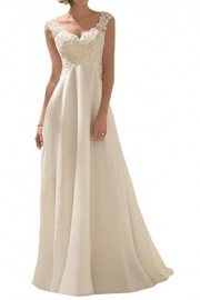 MILANO BRIDE Cheap Wedding Party Dress Prom Gown Drape V-neck Empire-Waist Lace - Moj look - $180.00  ~ 154.60€