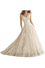 MILANO BRIDE Elegant Wedding Dress For Bride V-neck Ball Gown Applique Lace - Moj look - $169.69  ~ 145.74€