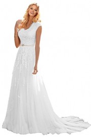 MILANO BRIDE Grace Princess V-Neck Floral Lace Wedding Dress for Bride Cheap - My look - $161.69  ~ £122.89