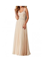 MILANO BRIDE Inexpensive Bridesmaid Dress Prom Maxi Dress V-Neck A-line Applique - My look - $98.69 