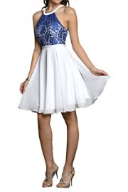 MILANO BRIDE Short Homecoming Party Dress Halter Sleeveless Lace Sweet 16 Dress - Moj look - $85.81  ~ 73.70€