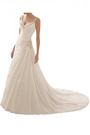 MILANO BRIDE Stunning Beach Wedding Dress For Women V-neck Crystals Beads - My look - $253.69 