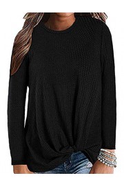 MISFAY Womens Casual Top Long Sleeve Cute Twist Knot Waffle Knit Shirts Tops - My look - $9.68 