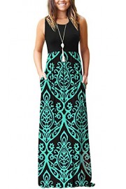MISFAY Womens Summer Contrast Sleeveless Tank Top Floral Print Maxi Dress - My look - $16.99 