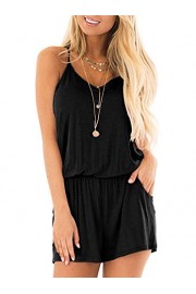 MISFAY Womens Summer Loose V Neck Spaghetti Strap Short Jumpsuit Rompers - My look - $12.99 