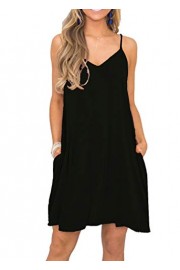MISFAY Women's Summer Spaghetti Strap Casual Swing Tank Beach Cover Up Dress with Pockets - My look - $9.97 
