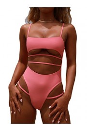 MOPOOGOSS Womens One Piece Swimsuits Push up Strappy High Cut High Waisted Cheeky Bathing Suit Swimwear - O meu olhar - $3.99  ~ 3.43€