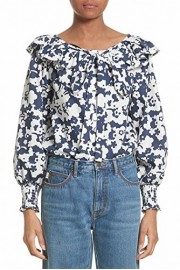 Marc Jacobs Floral Printed Women's Ruffled Blouse Blue 14 - My look - $375.00 
