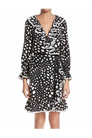 Marc Jacobs Womens Polka-Dot Ruffle Silk Wrap Dress Black 6 - My look - $725.00 