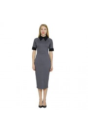 Marycrafts Women's Contrast Short Sleeve Collar Midi Dress Work Office - Mój wygląd - $19.90  ~ 17.09€
