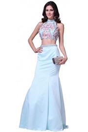 Meier Women's 3D Flower Two Piece Mermaid Evenging Formal Prom Dress - My时装实拍 - $209.00  ~ ¥1,400.37