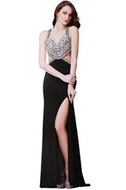 Meier Women's Cut Out Side Sheer Rhinestone Top Pageant Formal Prom Dress - Myファッションスナップ - $299.00  ~ ¥33,652