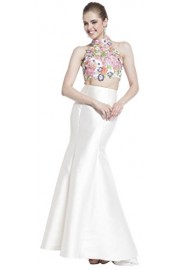 Meier Women's Two Piece Embroidery Beaded Mermaid Prom Formal Pageant Dress - My时装实拍 - $169.00  ~ ¥1,132.36