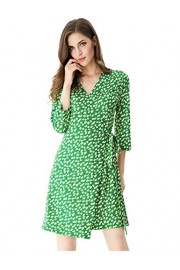 Melynnco Women's 3/4 Sleeve V Neck Boho Casual Summer Business Wrap Mini Dress - My look - $18.88 