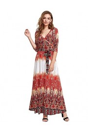 Milumia Women's Bohemian 3/4 Sleeve Faux Wrap Maxi Dress - Moj look - $18.99  ~ 120,64kn