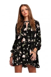 Milumia Women's Bohemian Long Sleeve Floral Print Short Mini Tunic Dress - Mi look - $23.99  ~ 20.60€