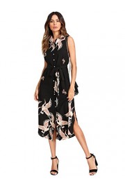 Milumia Women's Button up Print Sleeveless Collar Chiffon Dress - Il mio sguardo - $18.99  ~ 16.31€