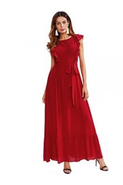 Milumia Women's Elegant Belted Frill Shoulder and Hem Self Knot Butterfly Sleeve Maxi Dress - My时装实拍 - $20.99  ~ ¥140.64
