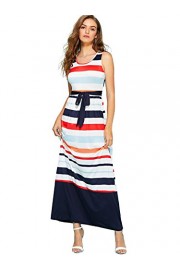 Milumia Women's Striped Drawstring Waist Casual Long Maxi Dress - Myファッションスナップ - $19.99  ~ ¥2,250