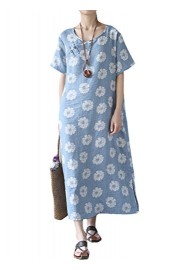 Minibee Women's Daisy Flower Print Dress Summer Pocket Dress Fit US S-L - Moj look - $35.00  ~ 30.06€