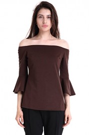 Mooncolour Women's Off The Shoulder Bell Sleeve Tunic Top - My时装实拍 - $2.99  ~ ¥20.03