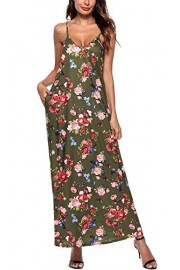 NICIAS Women Summer Floral Printed V Neck Sleeveless Vintage Casual Strap Beach Long Dress with Pockets - O meu olhar - $18.99  ~ 16.31€