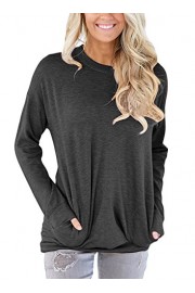 NICIAS Womens Casual Long Sleeve Crew Neck Loose Tunic Tops Blouse T-Shirt with Pockets - Moj look - $12.99  ~ 11.16€